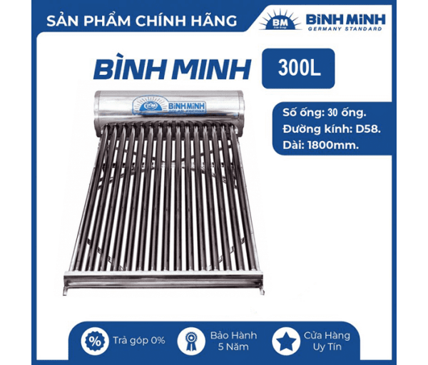 Máy nước nóng năng lượng PPR Bình Minh 300L