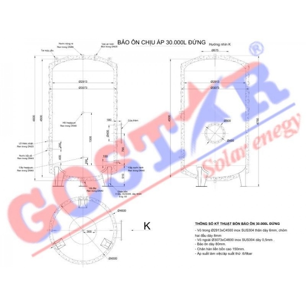 Bồn Bảo Ôn Chịu Áp 30.000L Đứng