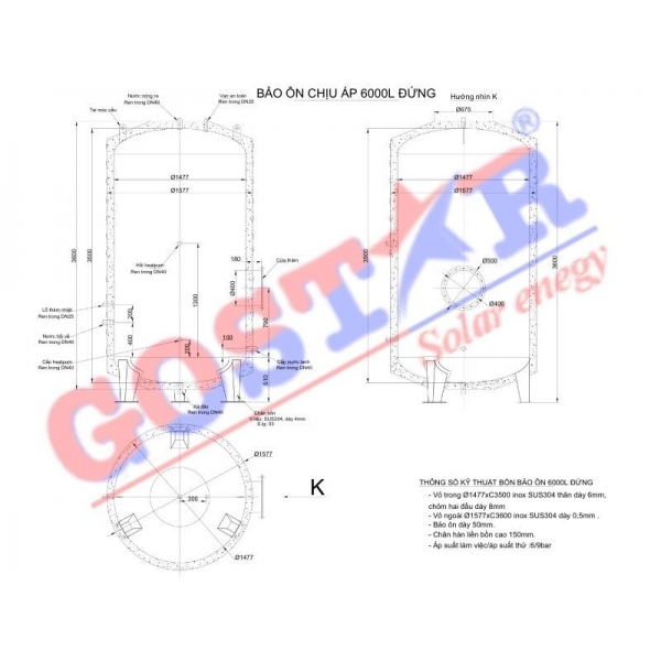 Bồn Bảo Ôn Chịu Áp 6000L Đứng