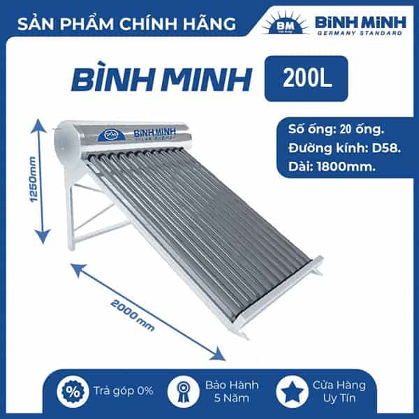 Máy Nước Nóng Năng Lượng Bình Minh PPR 200L