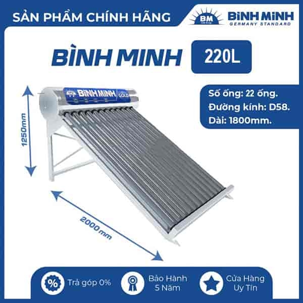 Máy nước nóng năng lượng mặt trời Bình Minh 220L